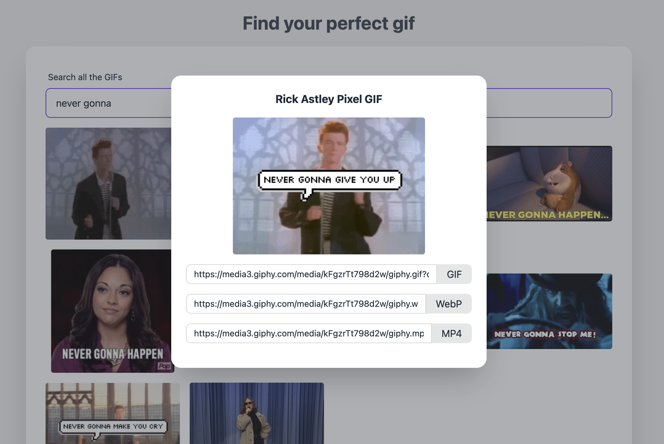 Giphy search app