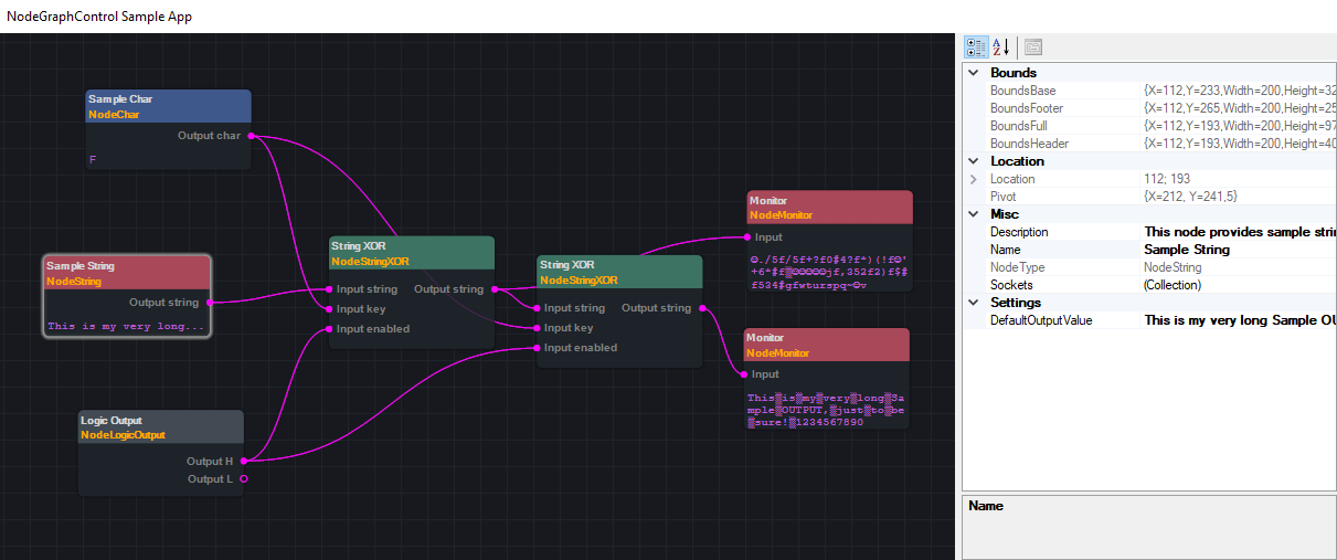 Screenshot of sample use of NodeGraphControl