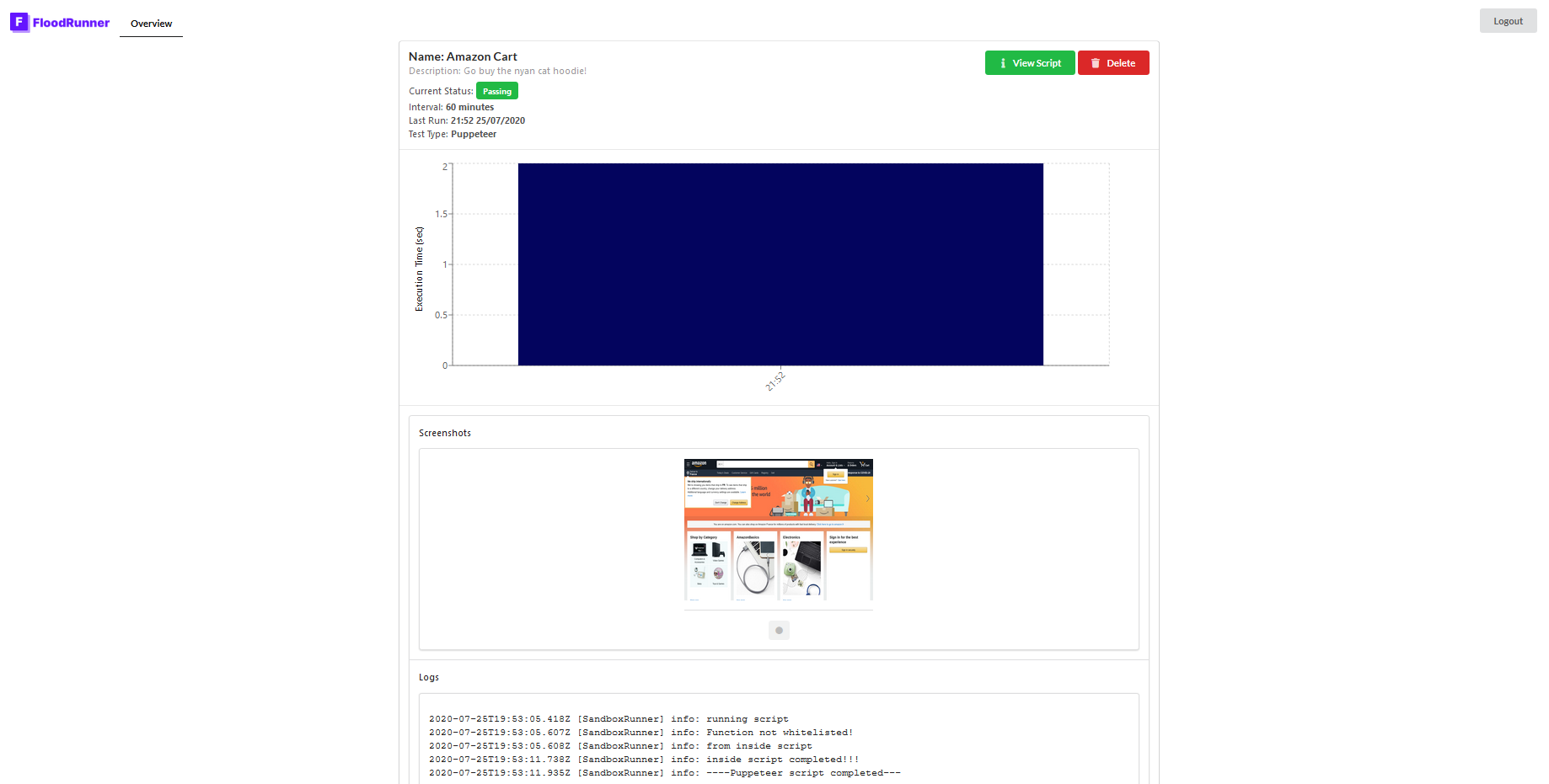 FloodRunner Results Page
