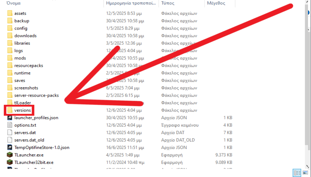 Versions Folder