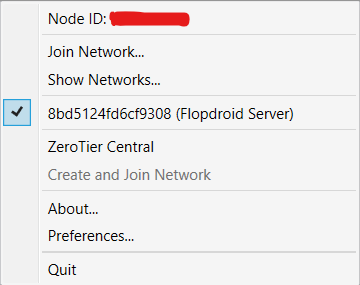 ZeroTier Menu