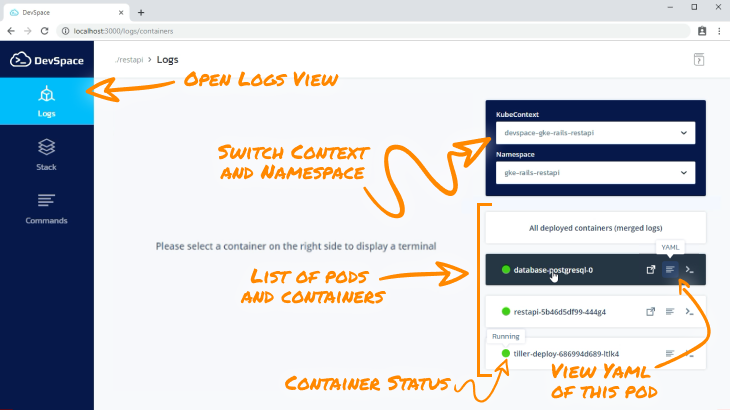 DevSpace Localhost UI