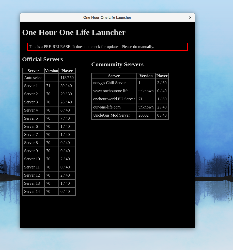 one hour one life server