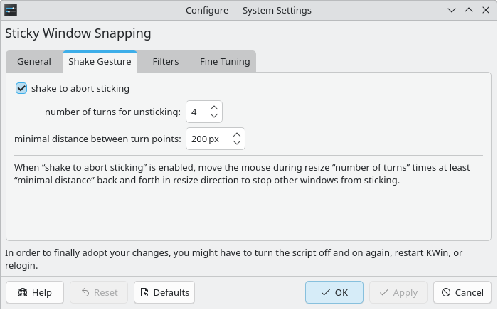 configuration dialog tab “Shake Gesture”