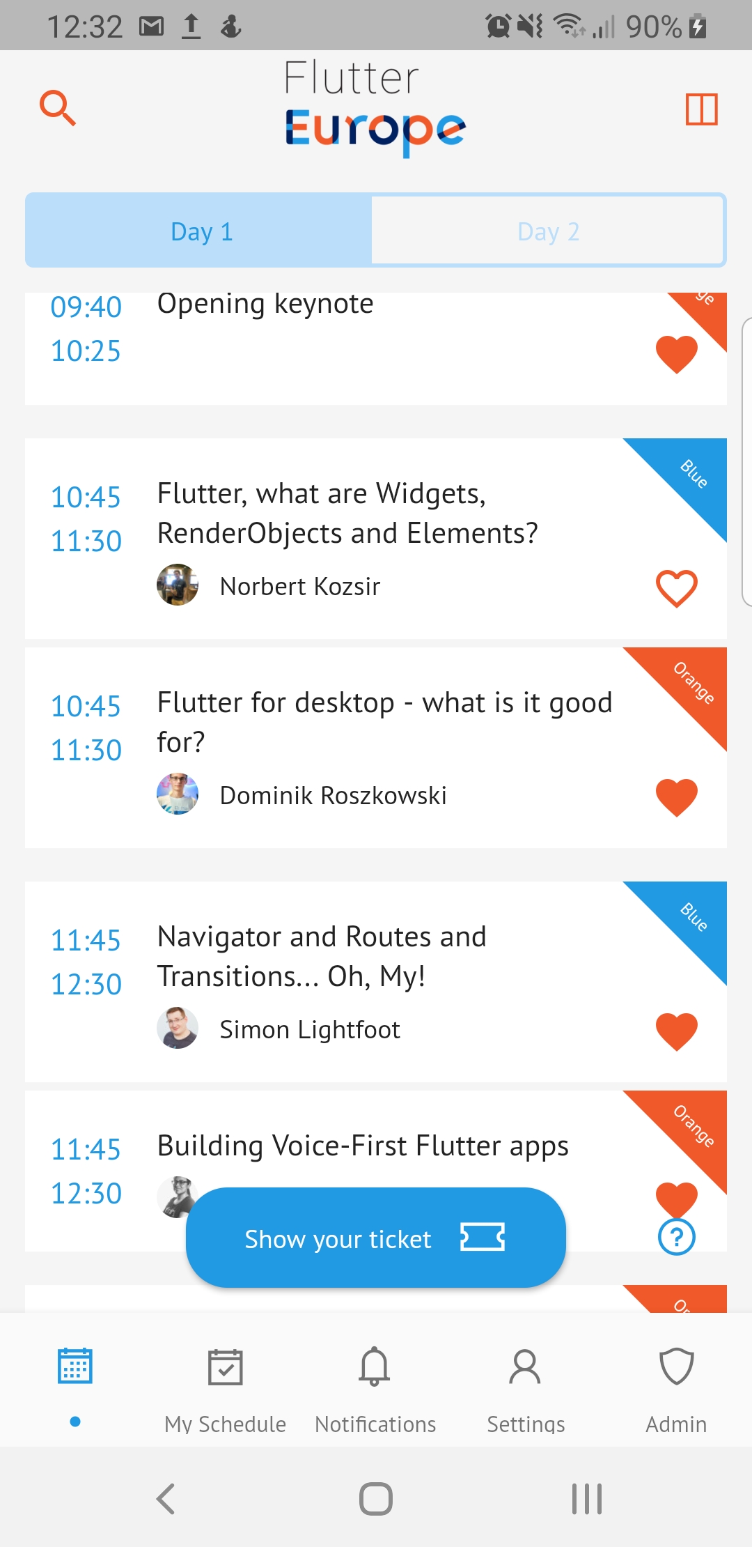 Official mobile app of Flutter Europe 2020 conference