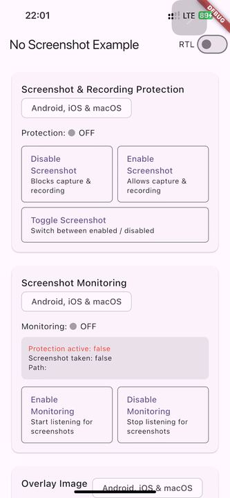 Screenshot on/off on iOS