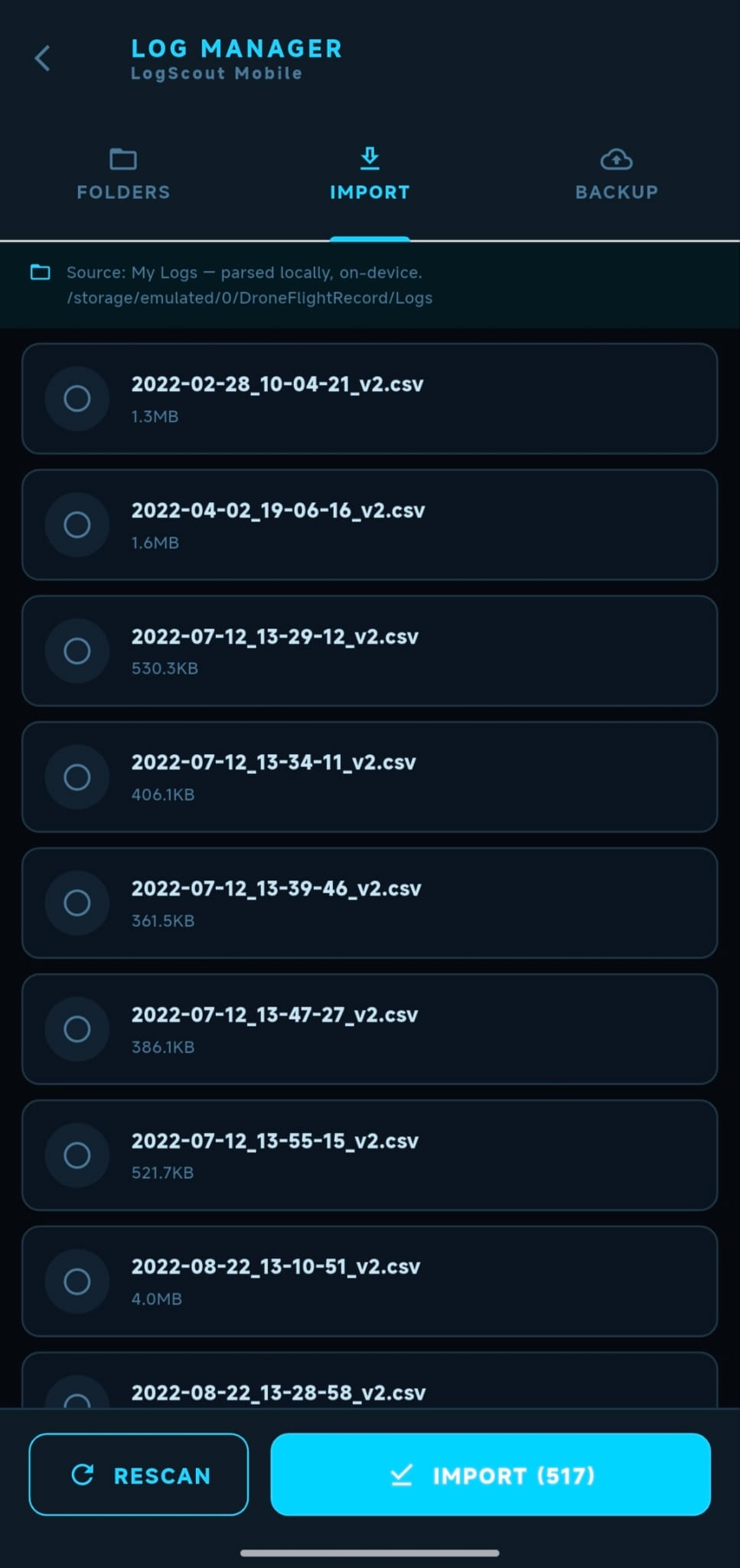 Log Manager Import
