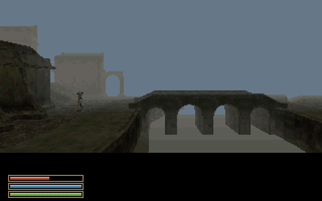 AmiWind v0.0.24: Balmora bridge, captured in FS-UAE
