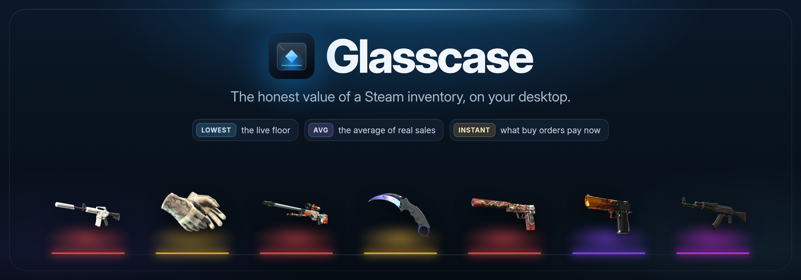 Glasscase: the honest value of a Steam inventory, on your desktop
