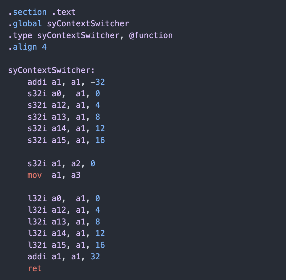 Xtensa Assembly syntax highlighting