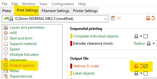 Enable Verbose G-code Comments