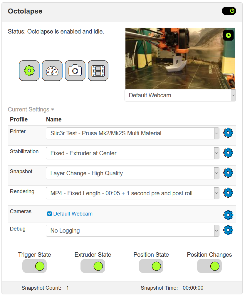 Octolapse Quick Profile Selection