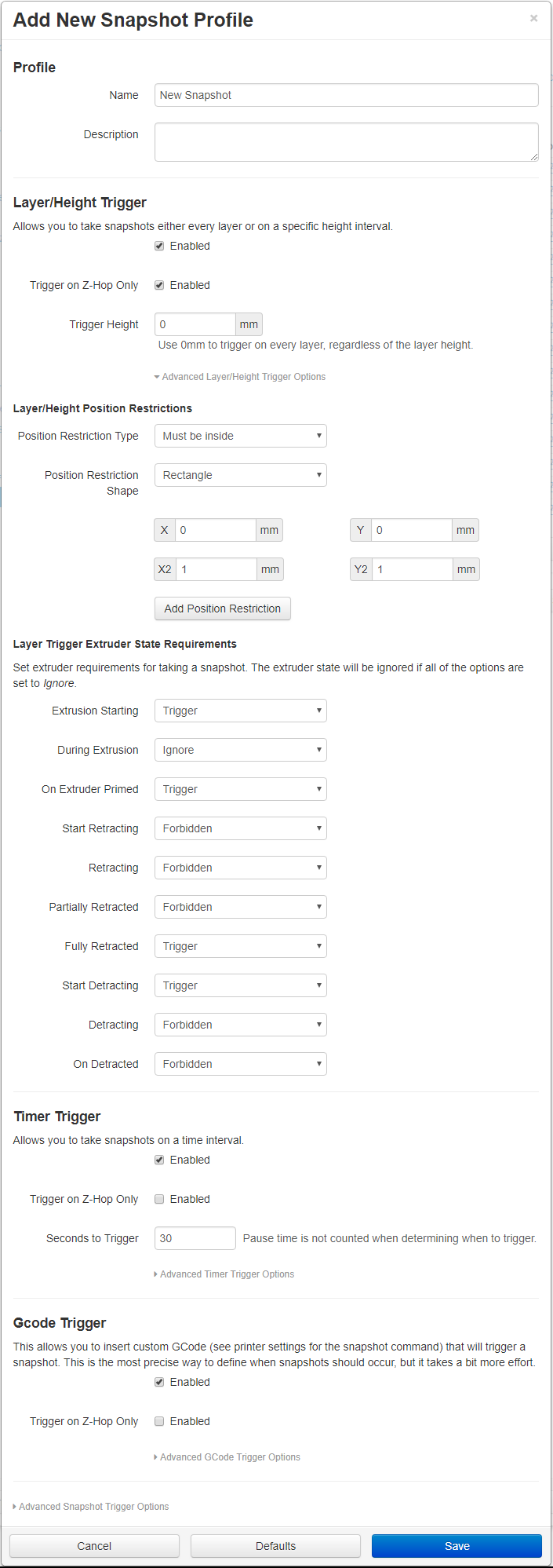 The snapshot profile