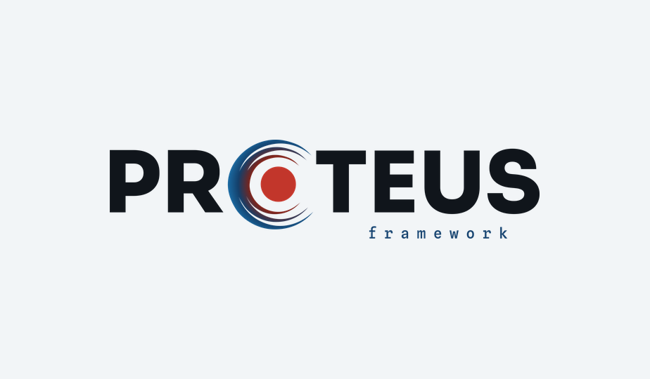 PROTEUS framework lockup: the wordmark with the phase glyph as the O