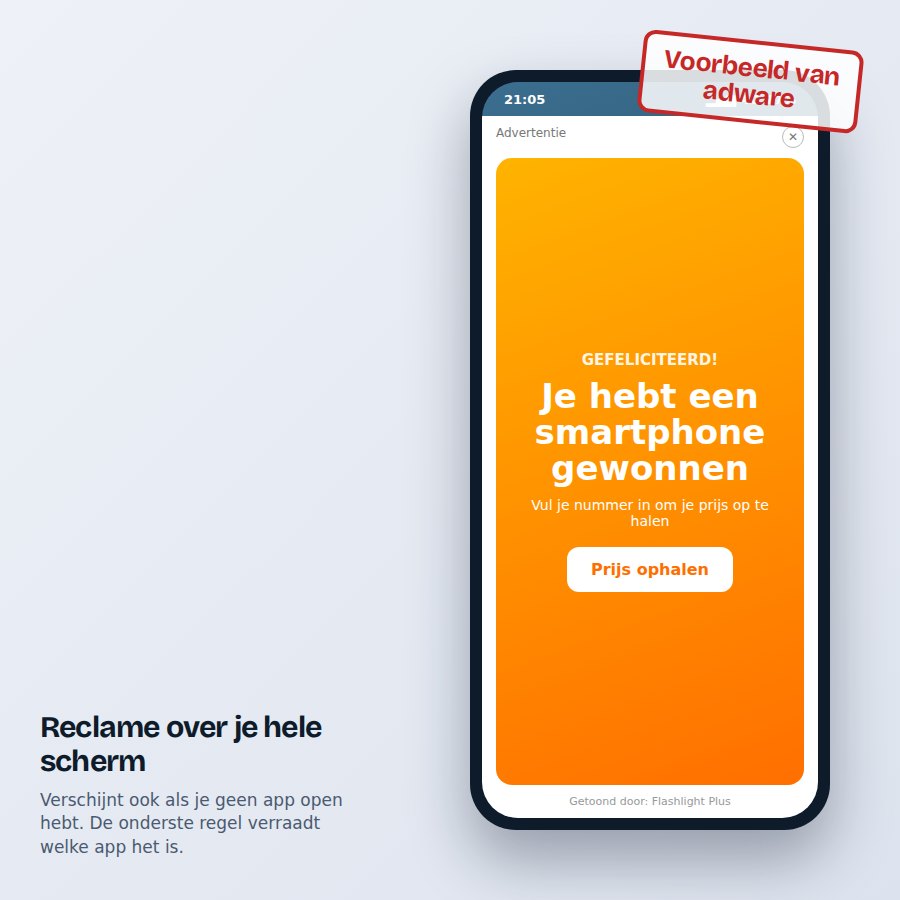 Voorbeeld van adware: reclame over het hele scherm