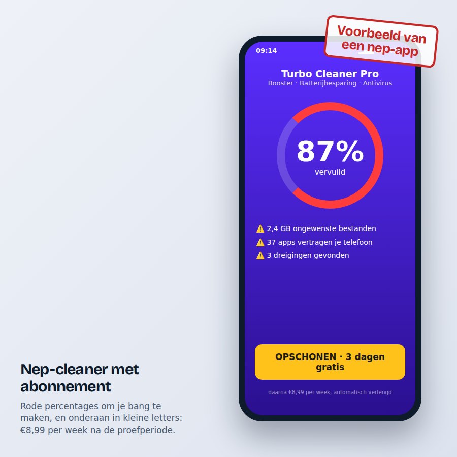 Voorbeeld van een nep-cleaner-app met een abonnement