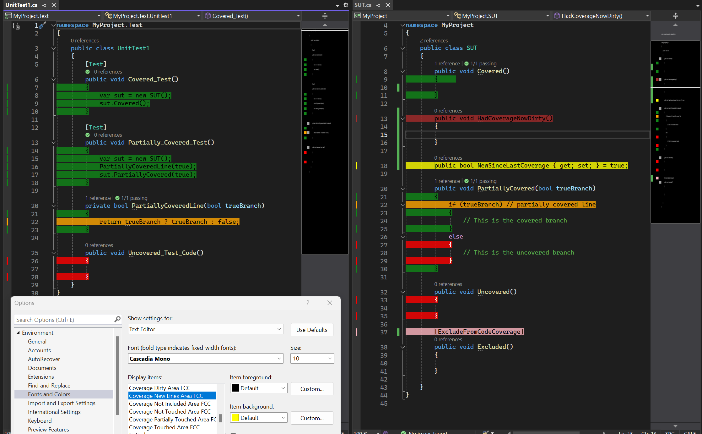 check code coverage in visual studio