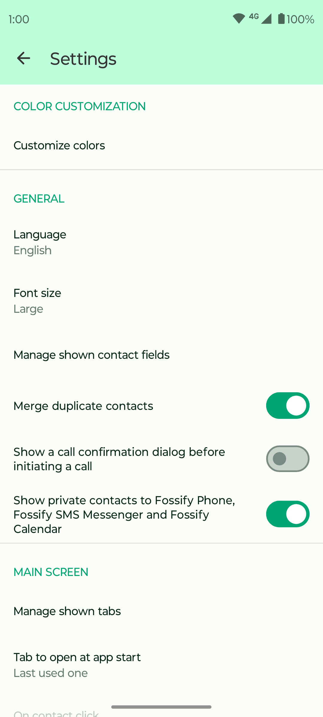 Screenshot 6 of Fossify Contacts — opens full size