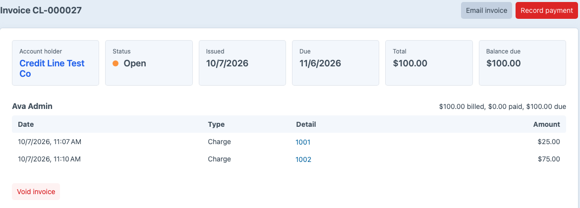 An issued invoice