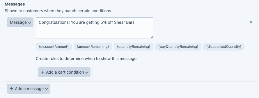 Basic message set up