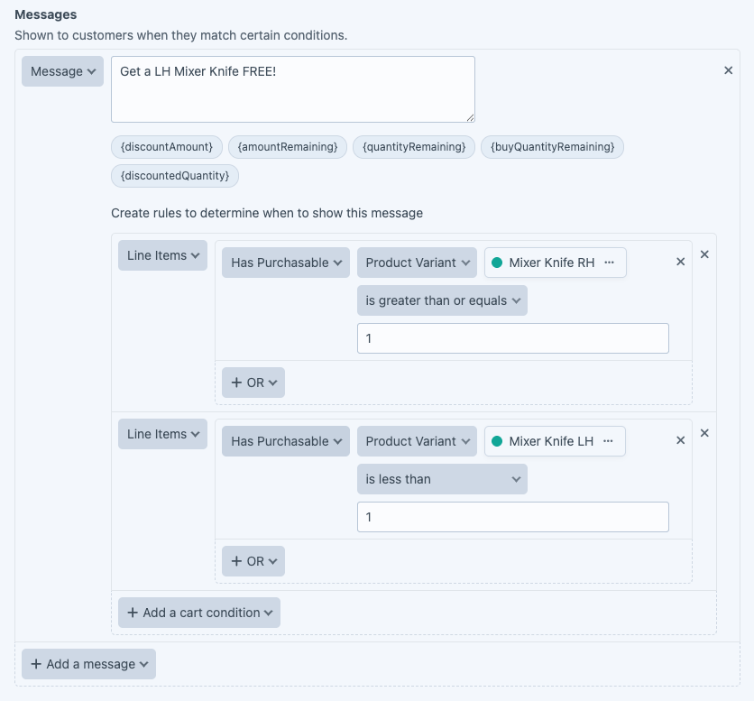 Messages and conditions to show to the customer in the checkout