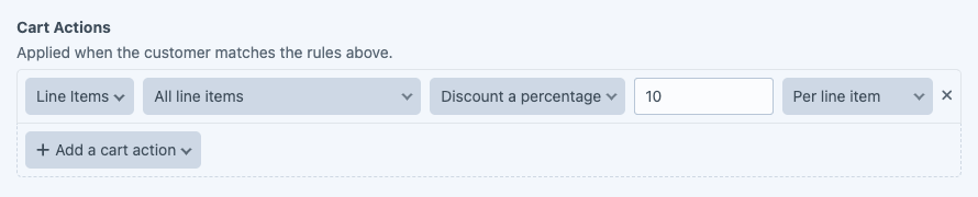 Setting the Cart Actions
