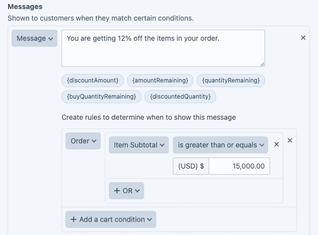 Show the customer a message indicating their discount