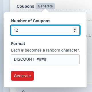 Generating coupon codes