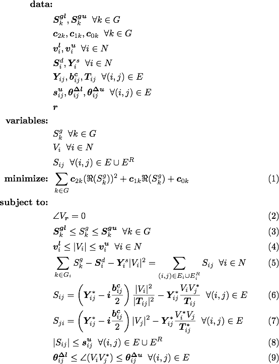 The Mathematical Model of the Optimal Power Flow Problem