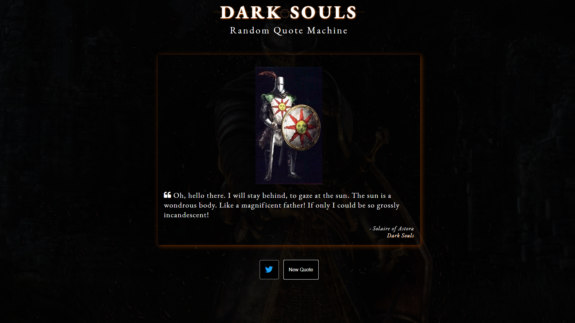 Screenshot of Dark Souls Random Quote Machine