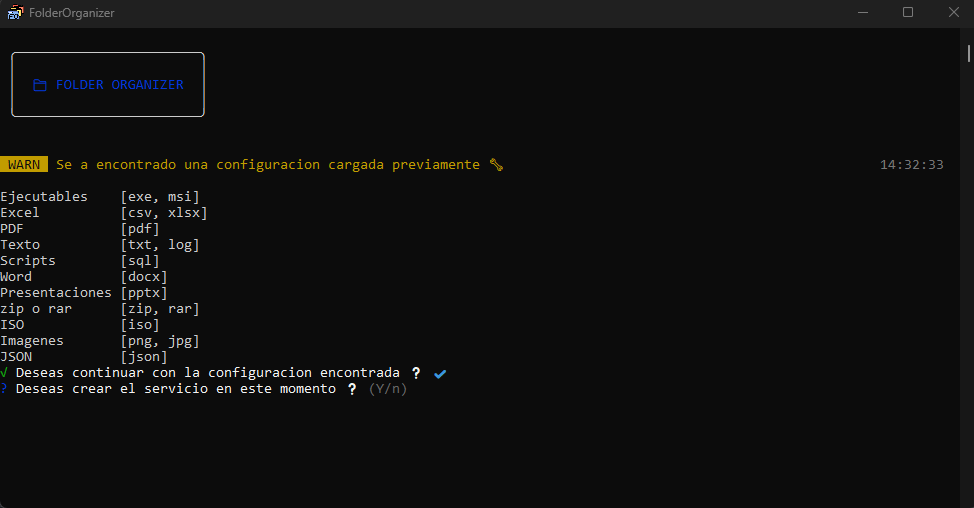 Load previous configuration