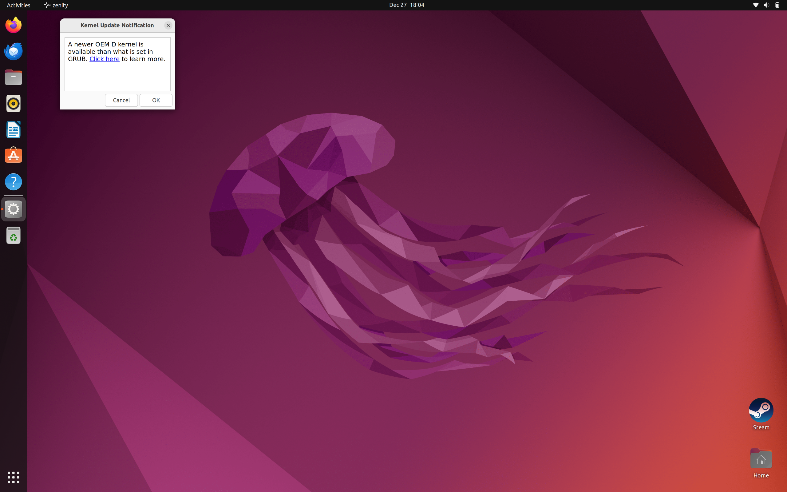 What does the OEM Kernel alert looks like