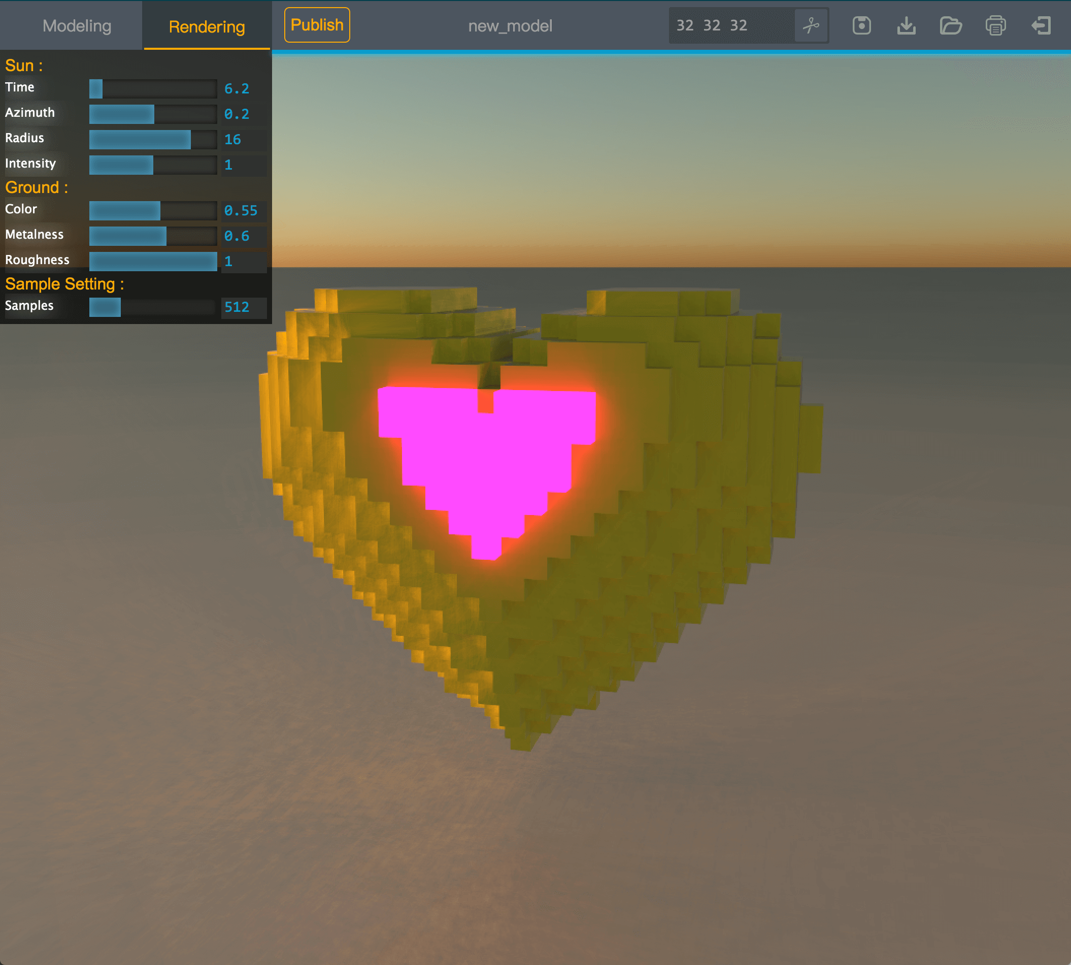 yellow heart rendering