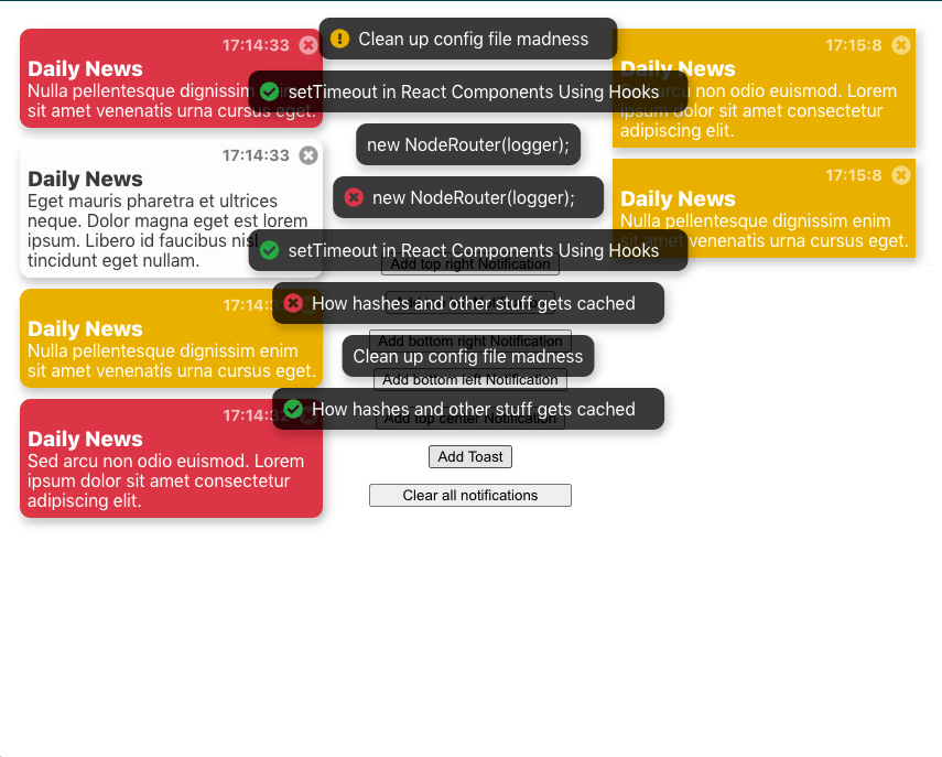 null screen shot of notification and toast