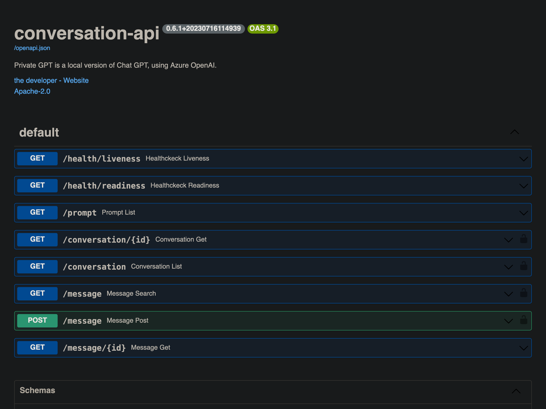 Documentation endpoint