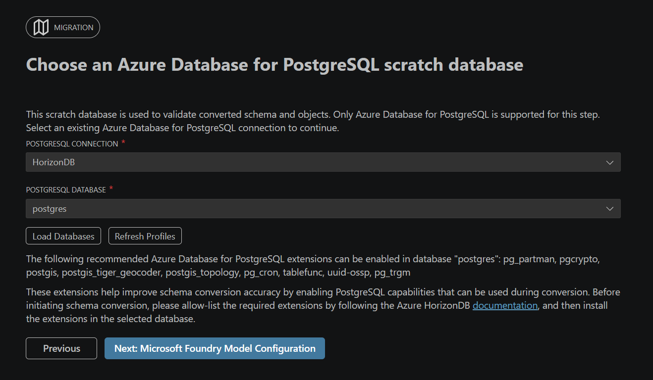 Choose an Azure Database for PostgreSQL scratch database