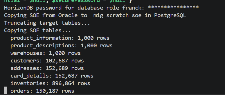 Copying SOE table data from Oracle to PostgreSQL
