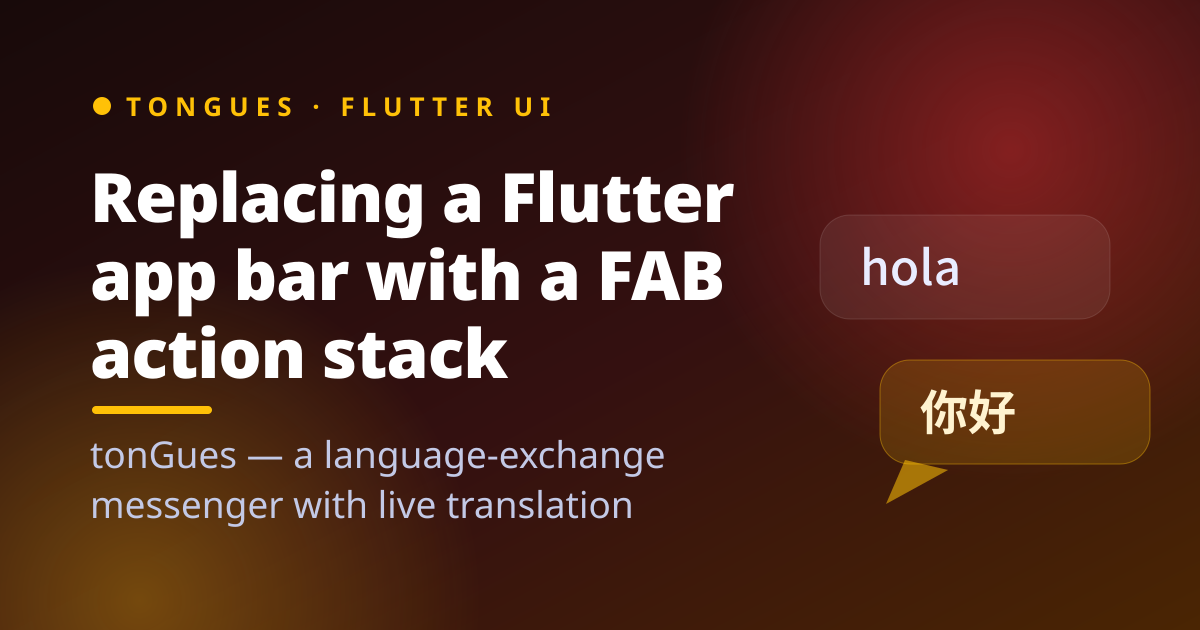 Replacing a Flutter app bar with a FAB action stack