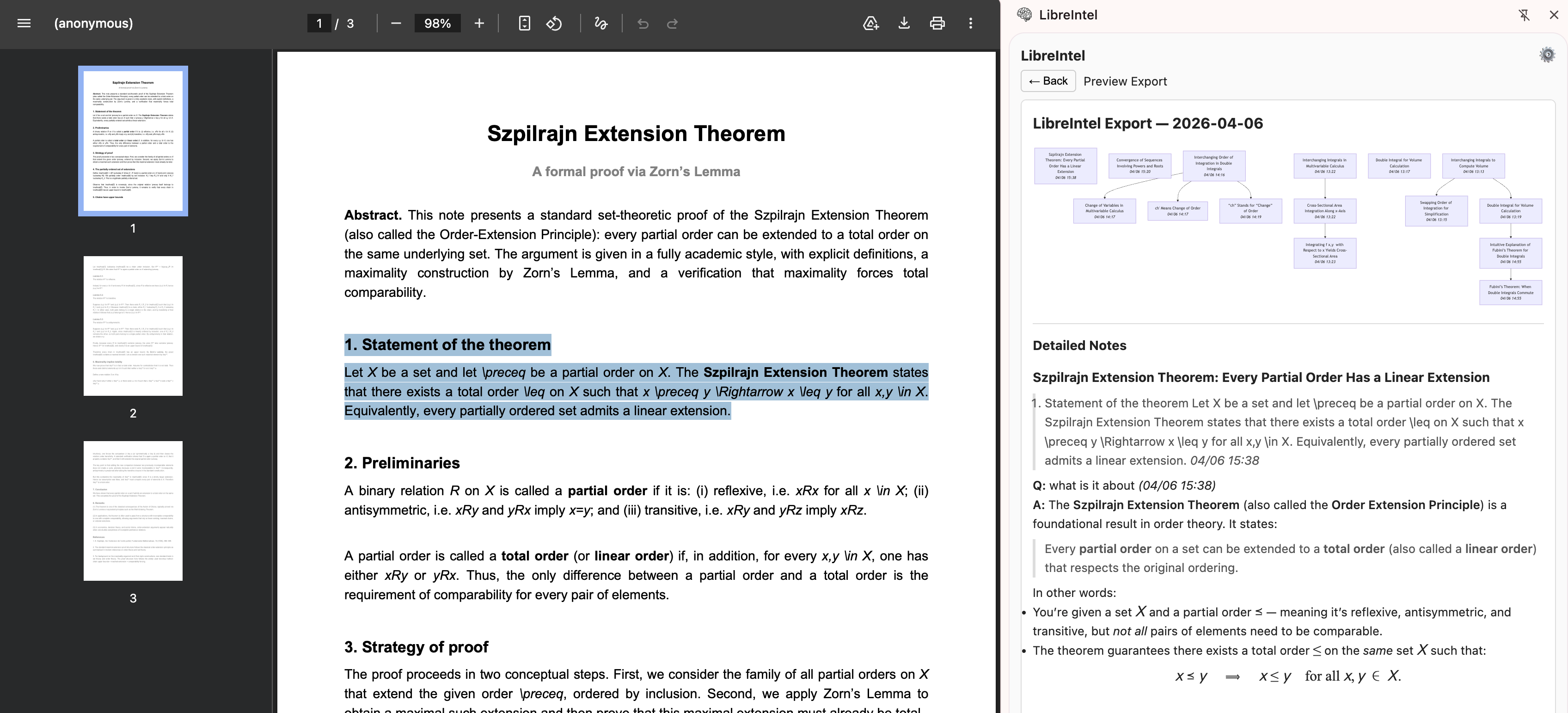 LibreIntel extension screenshot showing exploration path export and review