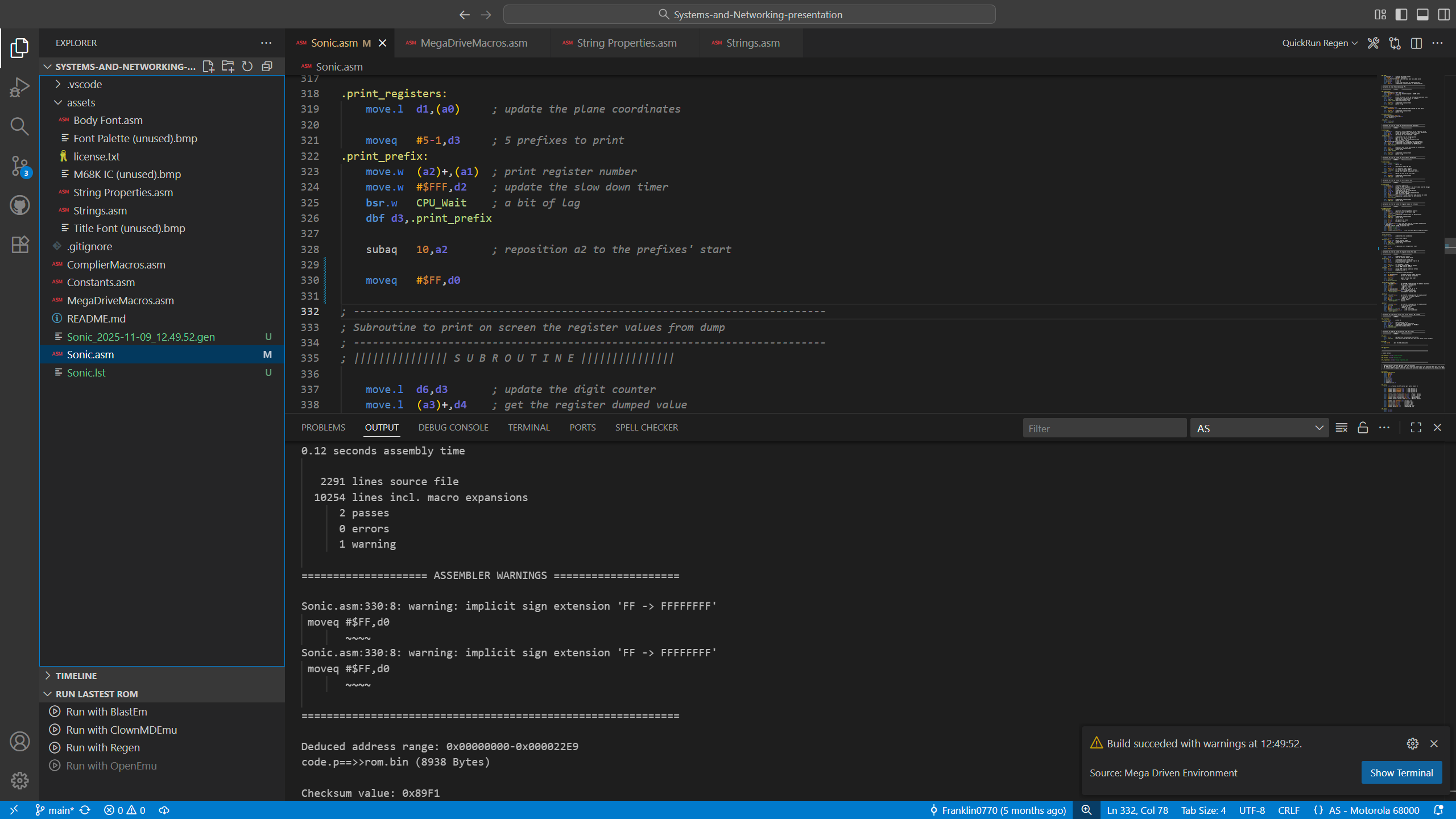 Building with warnings