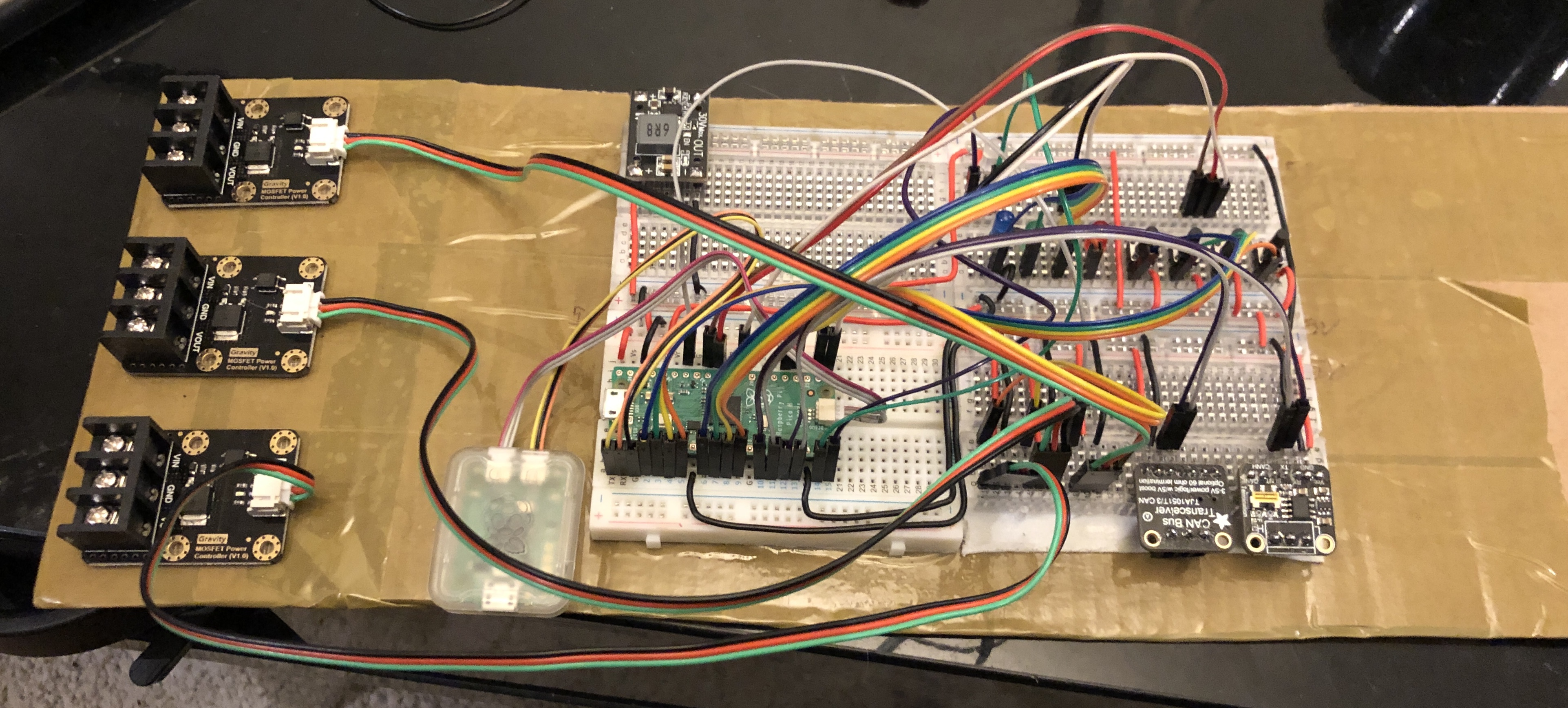 Initial wiring on bread boards