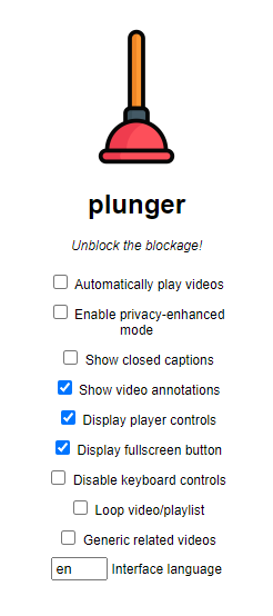 plunger default settings