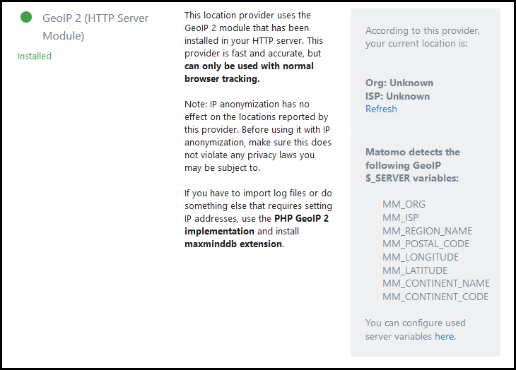 GeoIP 2 location provider