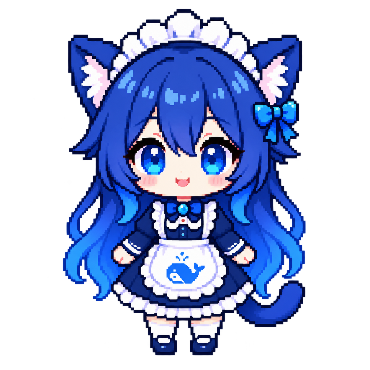 Neko logo — 像素风蓝发猫娘女仆