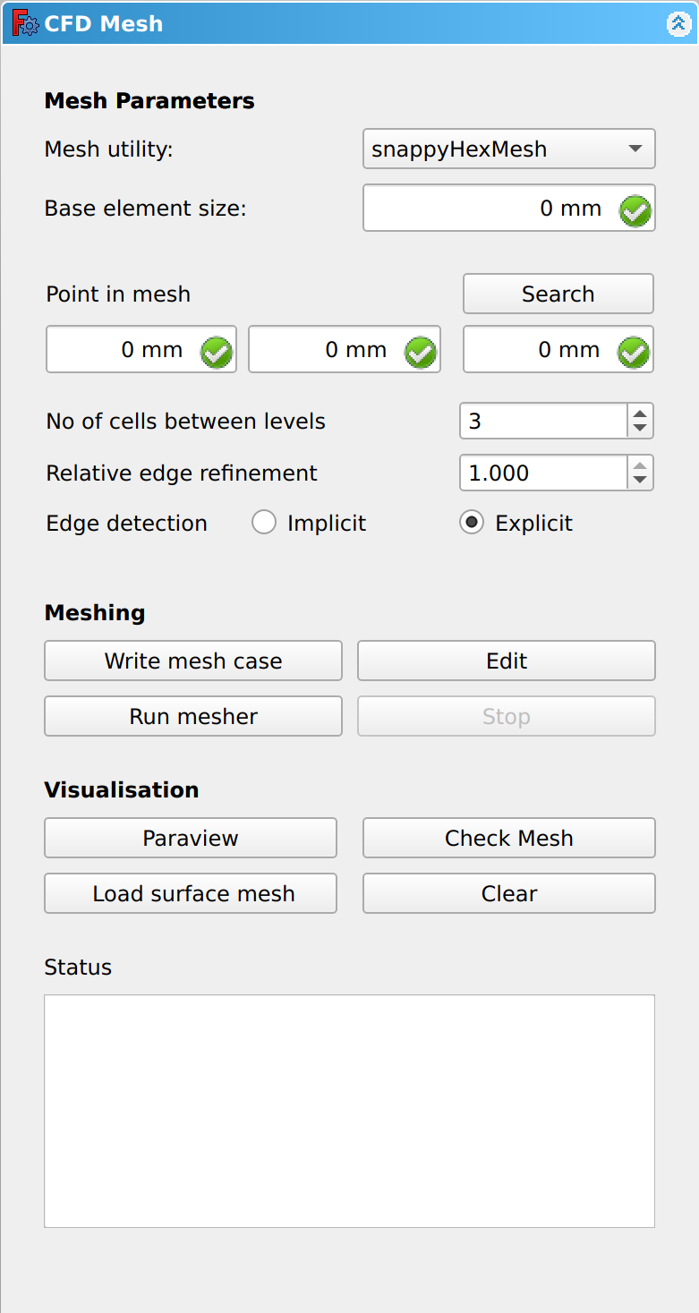 CfdOF CFD Mesh Dialog Panel snappyHexMesh