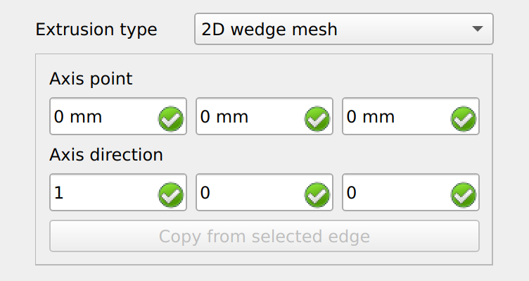 CfdOF Mesh Refinement Extrusion Dialogue Panel 2D Wedge