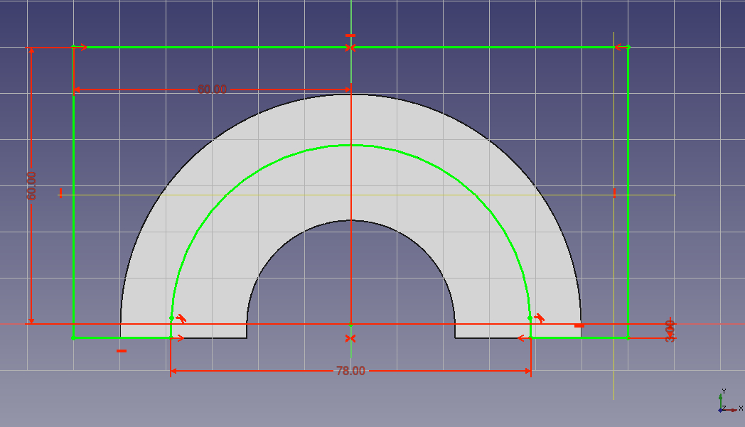 Sketch of the cut-away at the side of the pad