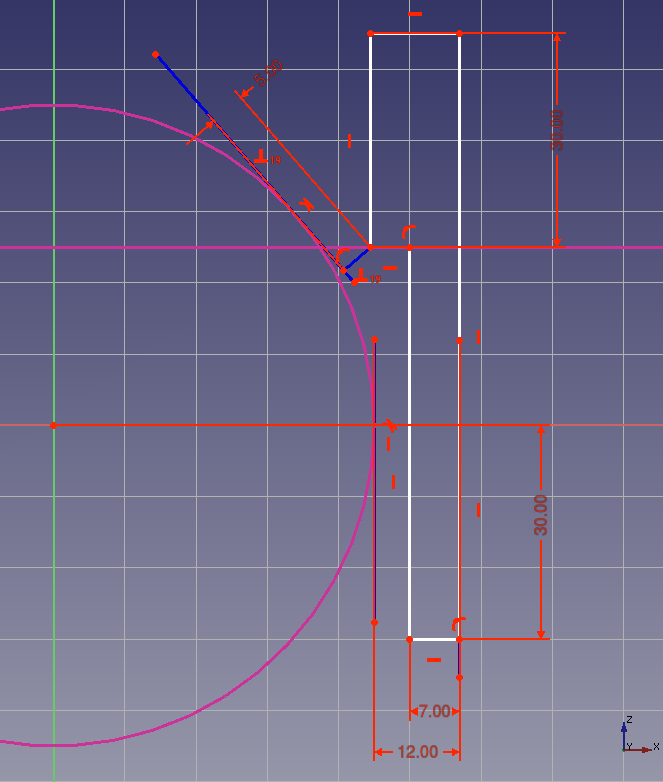 Sketch to \"drill\" the hole for the bolts\|thumb\|right\|400px