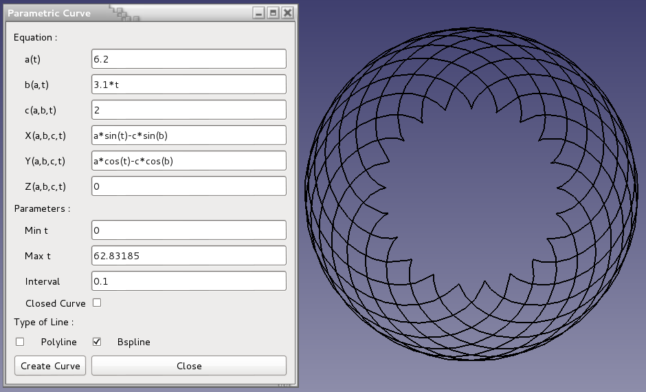 Example Epicycloid curve‎