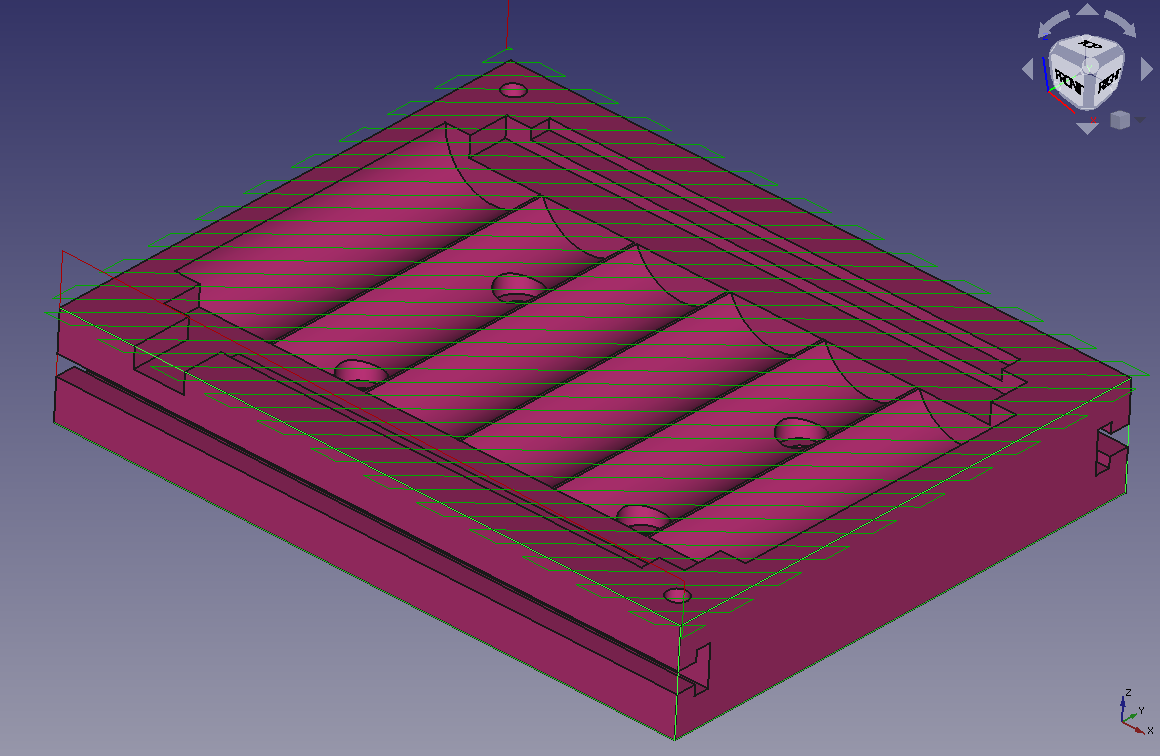 Sample image of Mill Face operation used to prepare stock surface for subsequent clearing operation.